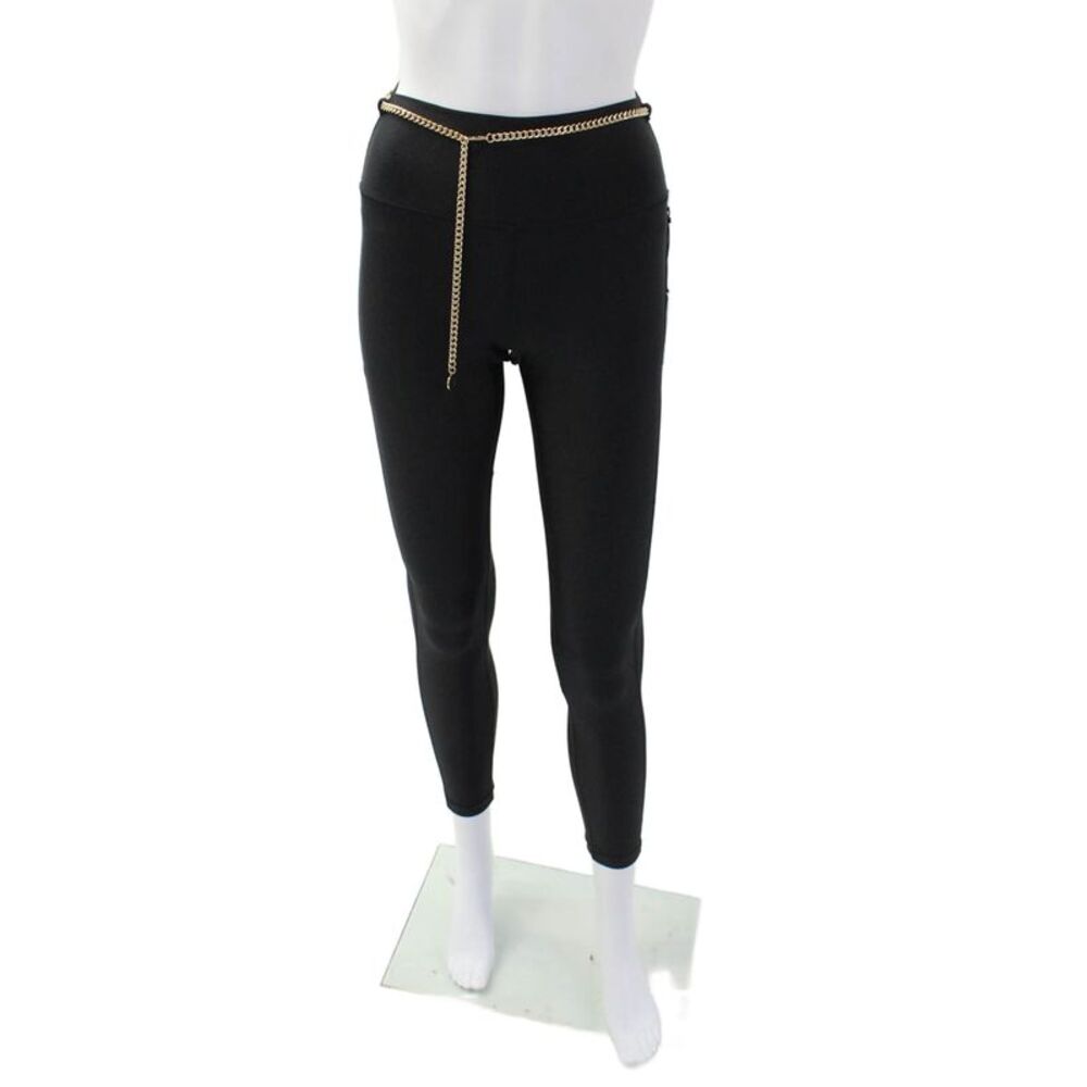 We Wore What Womens Chain Link High Rise Pull On Leggings Black Size Extra Small